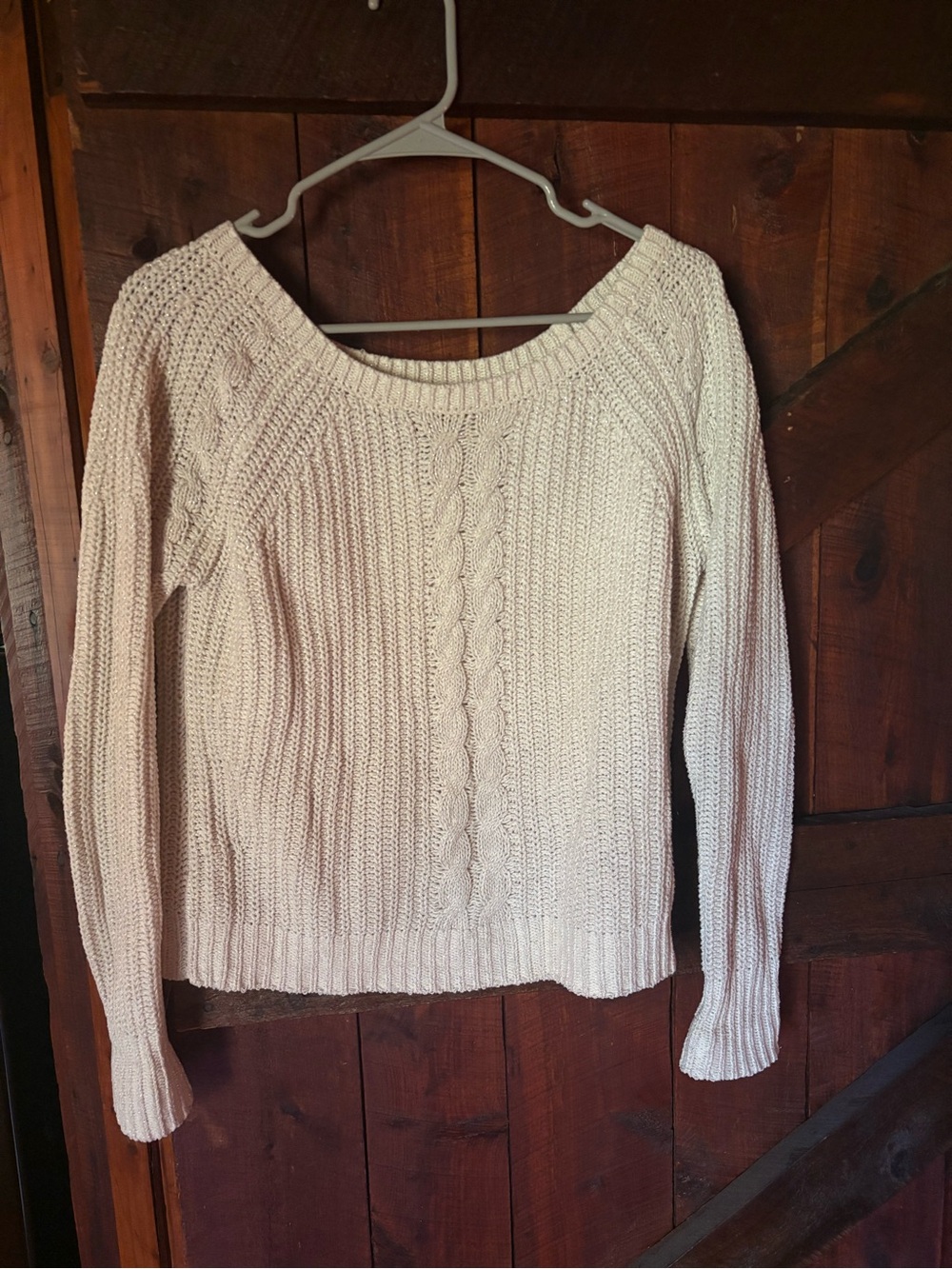 Abercrombie & Fitch Cream Cable Boatneck Sweater